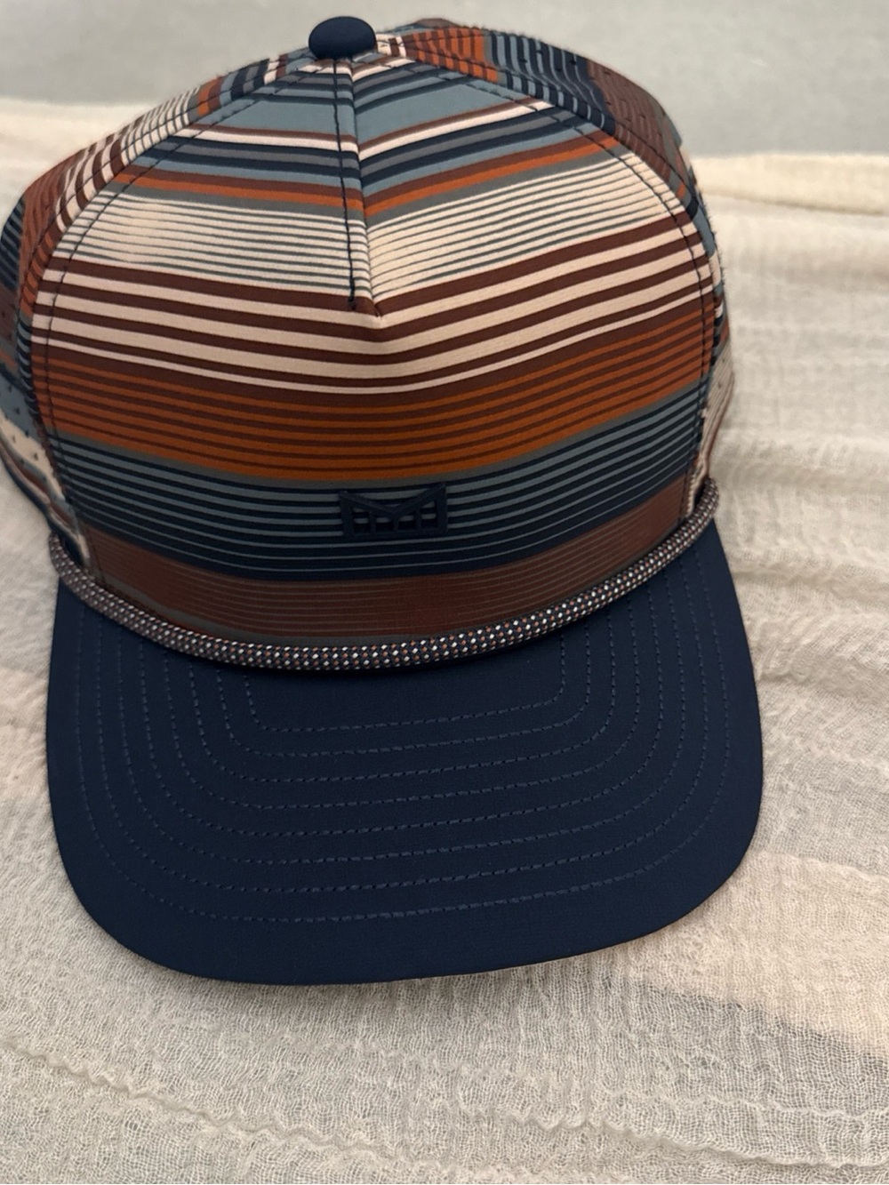 Striped Multicolor Snapback Hat - Navy Brim